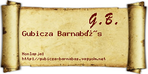 Gubicza Barnabás névjegykártya